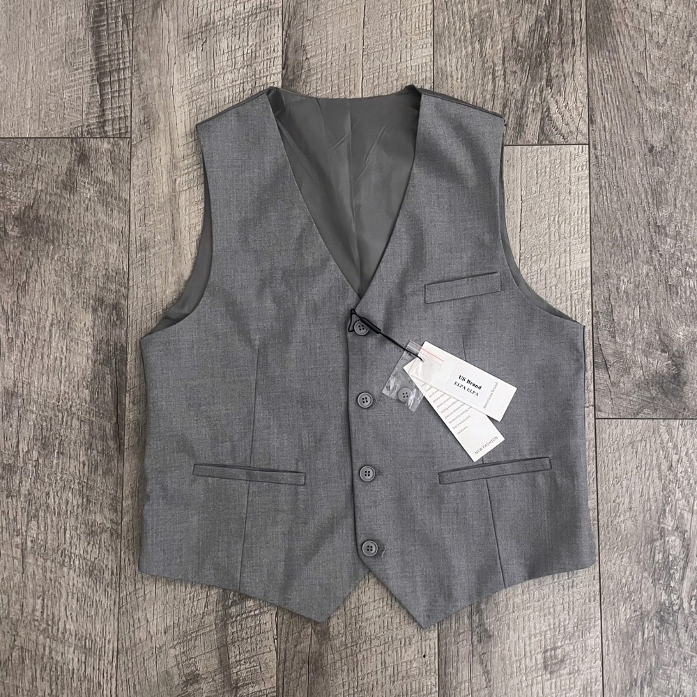 ELPA ELPA Boys Grey Formal Suit Vest MK2819-MJ1 Size 16 NWT